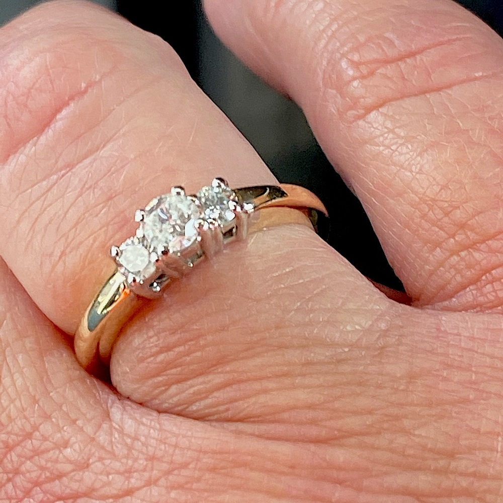 SOLD 1/2 Carat Three Stone Gold & Diamond Ring